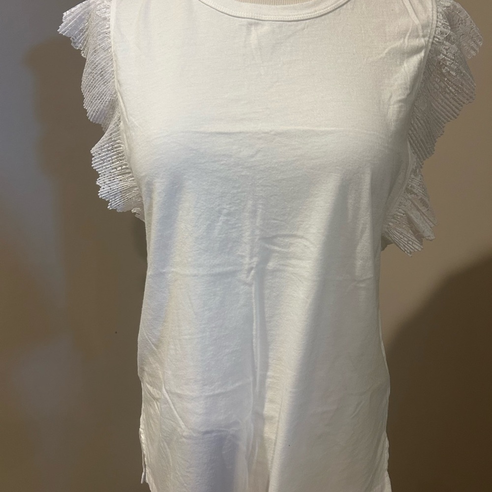 White Ruffle Sleeve Top